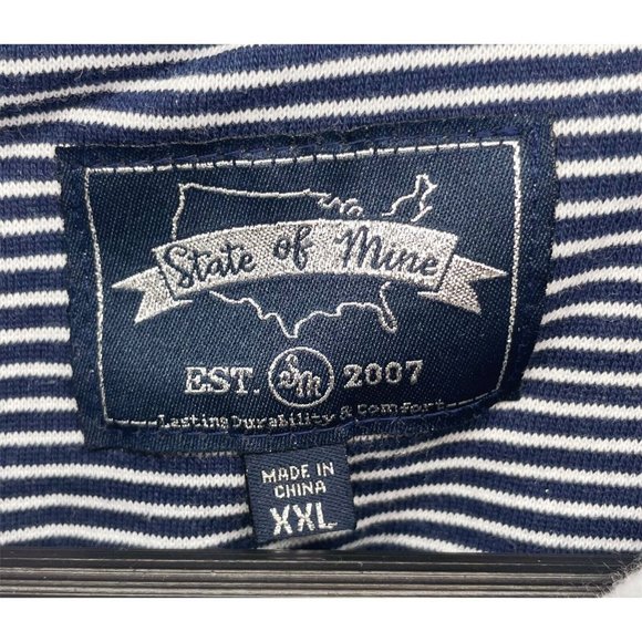 State of Mine Georgia Blue Stripe Striped Women’s XXL Henley Pullover Sweatshirt - Picture 6 of 6